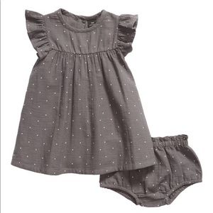 Something Navy | Grey Ruffle Sleeve Dress w/ Bloomers